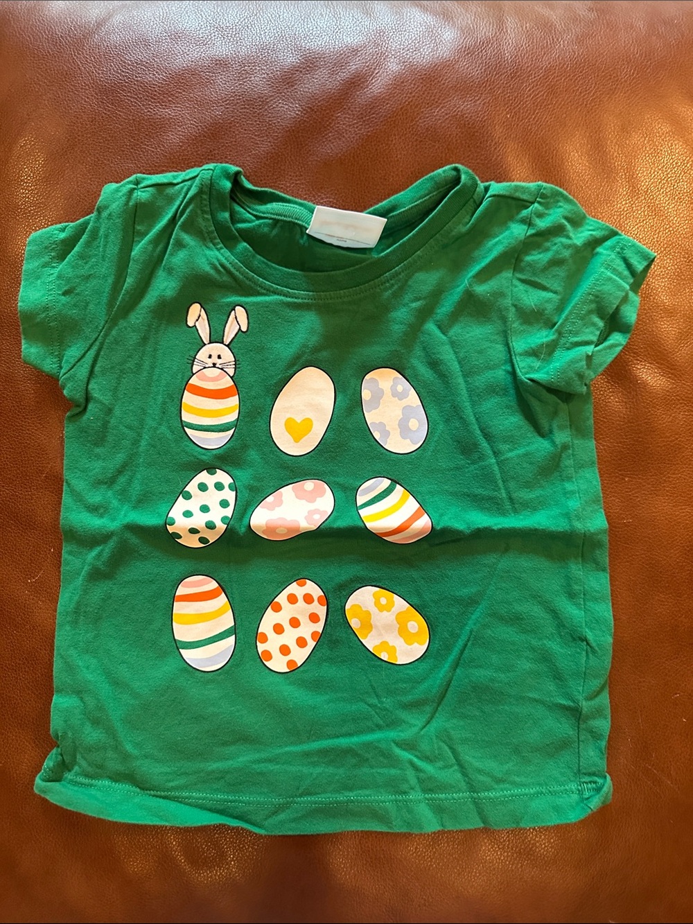 Hanna Andersson Green Tee with Colorful Easter Egg Print